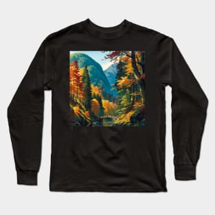 River in an autumn forest - boreal Long Sleeve T-Shirt